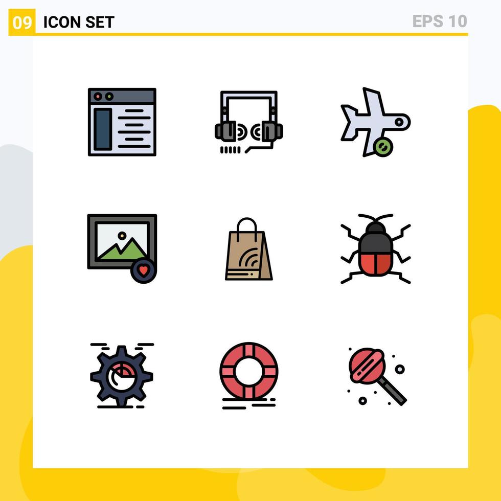 conjunto do 9 moderno ui ícones símbolos sinais para Wi-fi saco avião foto favorito editável vetor Projeto elementos
