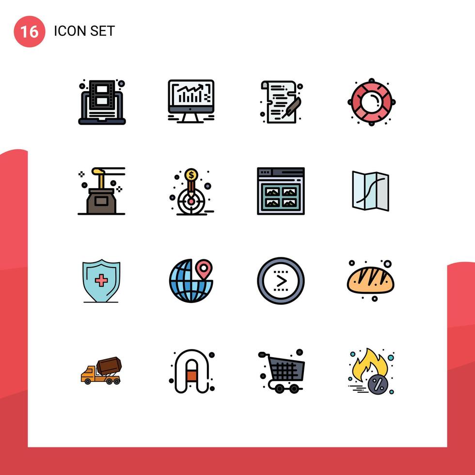 do utilizador interface pacote do 16 básico plano cor preenchidas linhas do beleza vida bóia monitor emergência escrever editável criativo vetor Projeto elementos