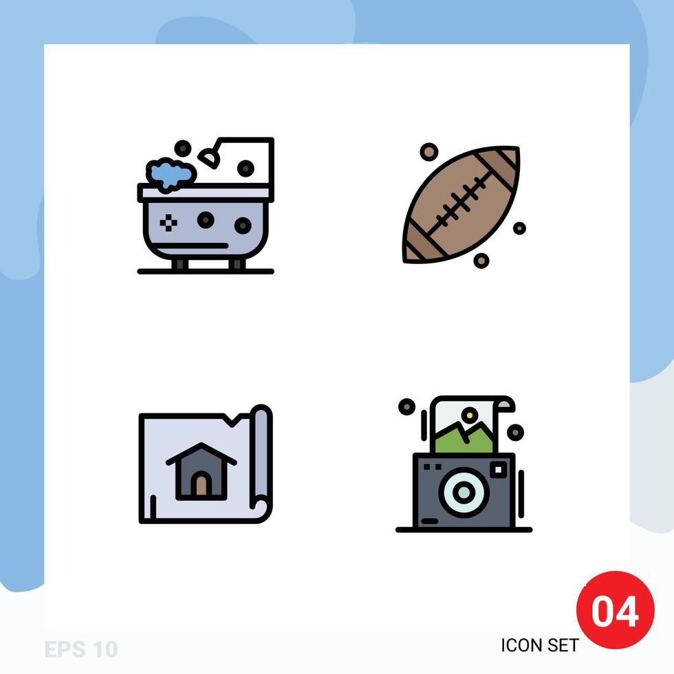 do utilizador interface pacote do 4 básico linha preenchida plano cores do banho construção chuveiro esporte casa editável vetor Projeto elementos