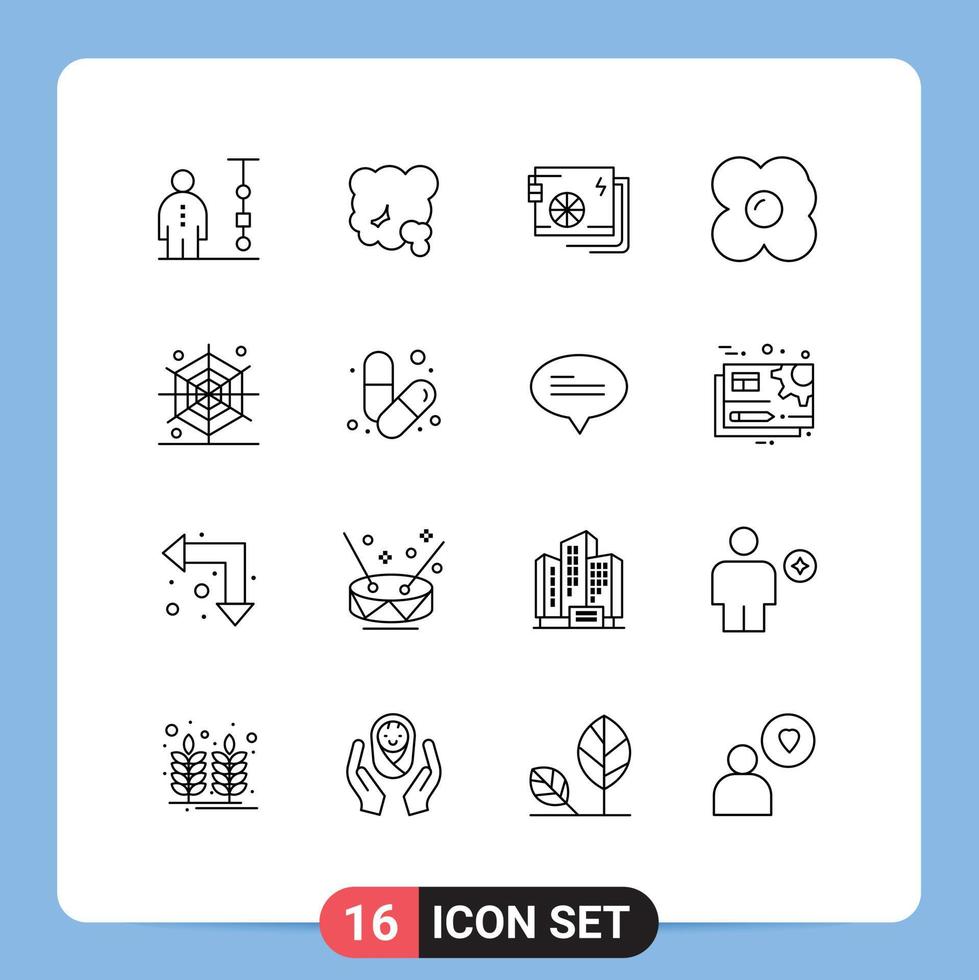 grupo do 16 esboços sinais e símbolos para omelete ovo PM fornecem parte editável vetor Projeto elementos