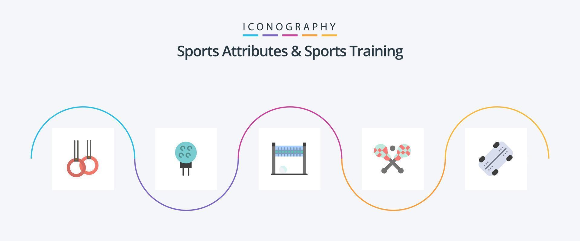 Esportes atributos e Esportes Treinamento plano 5 ícone pacote Incluindo esporte. patim. trave. Gravetos. lacrosse vetor