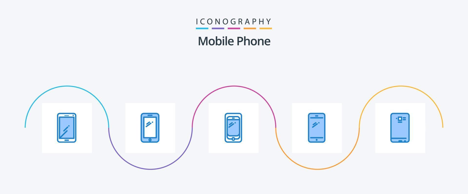 Móvel telefone azul 5 ícone pacote Incluindo . android. Câmera. Móvel vetor
