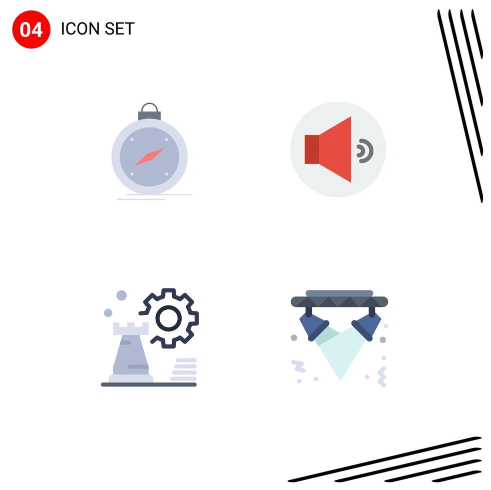 4 temático vetor plano ícones e editável símbolos do bússola o negócio GPS alto falante configuração editável vetor Projeto elementos