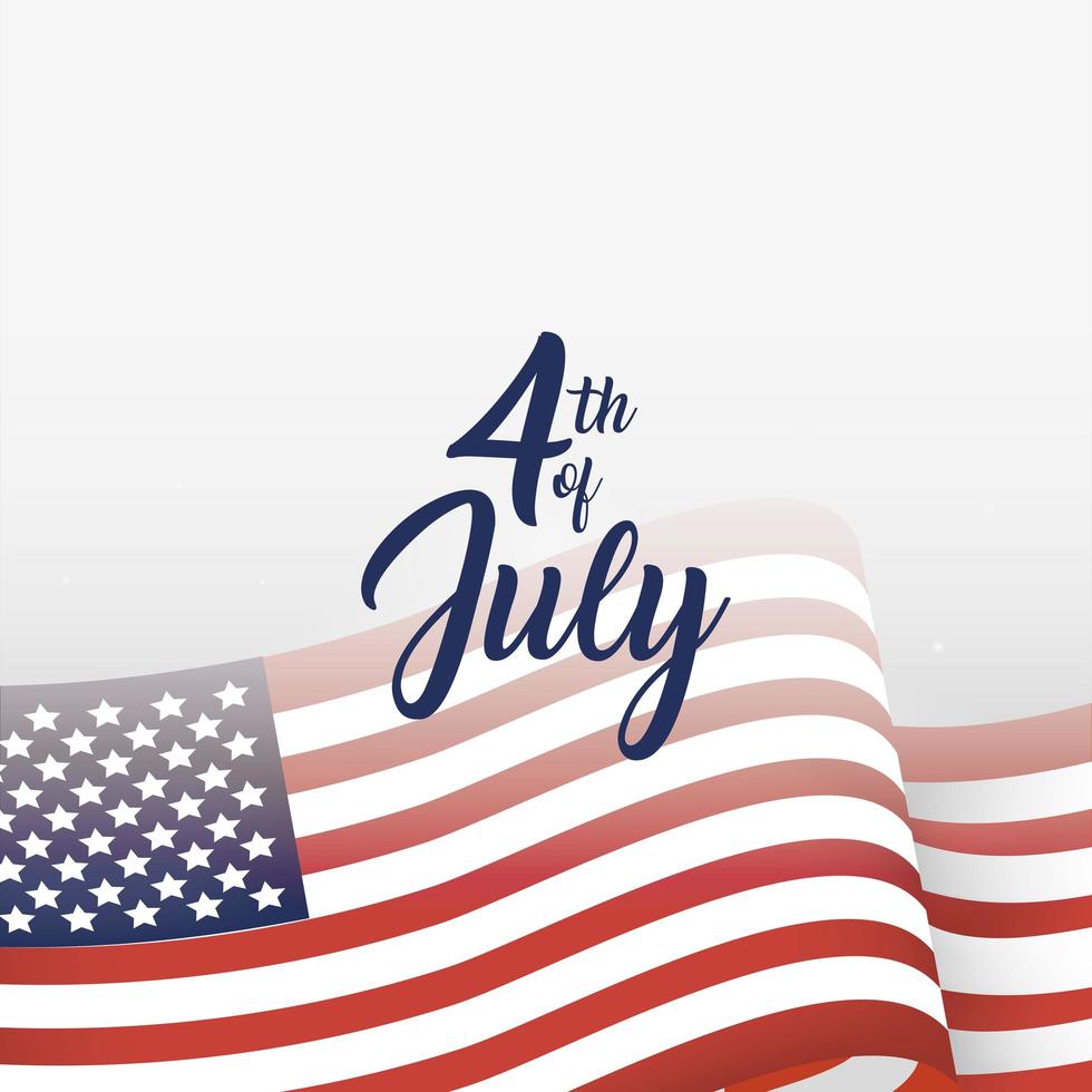 4 de julho comemoração design com bandeira vetor