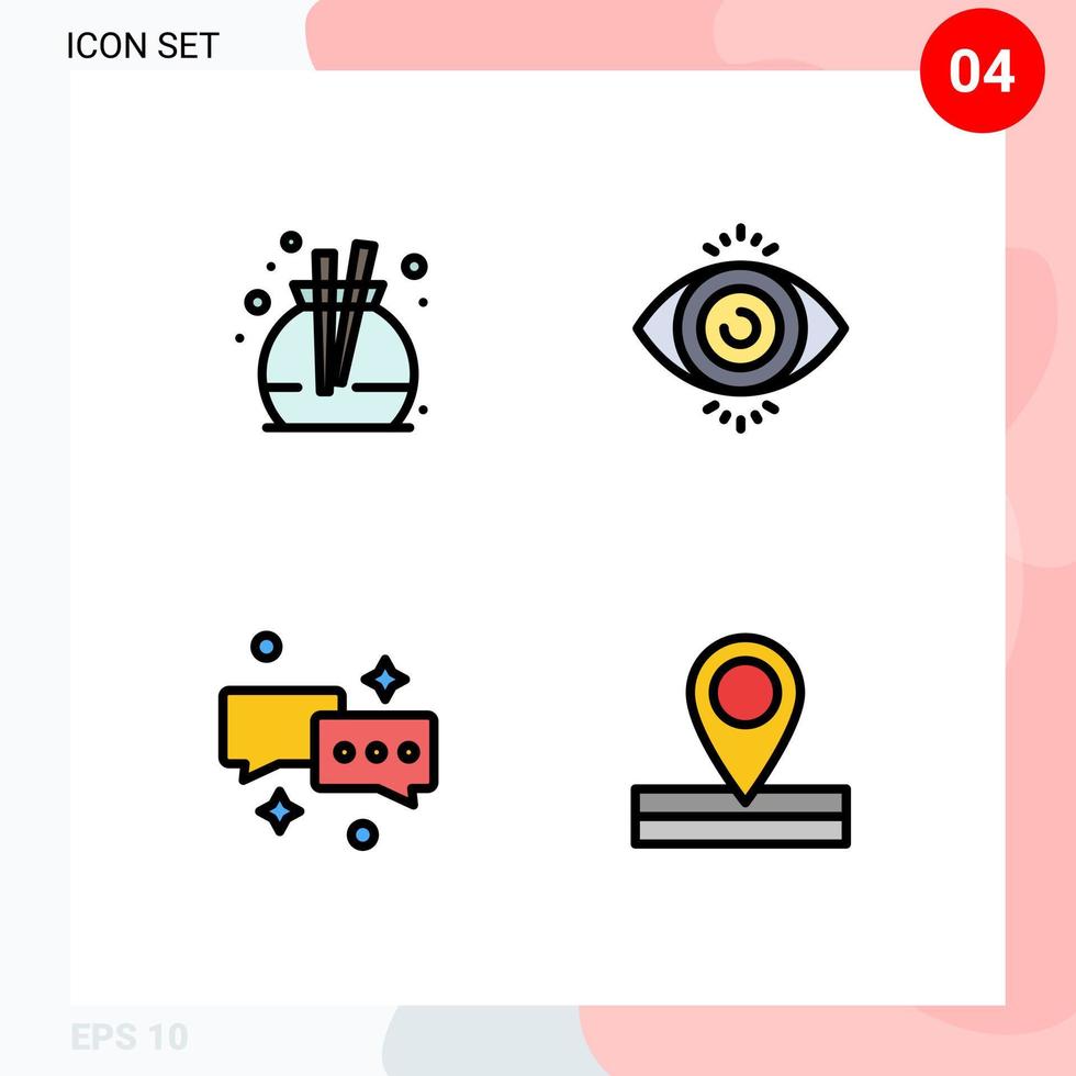 estoque vetor ícone pacote do 4 linha sinais e símbolos para fragrância o email olho teste bate-papo localização editável vetor Projeto elementos