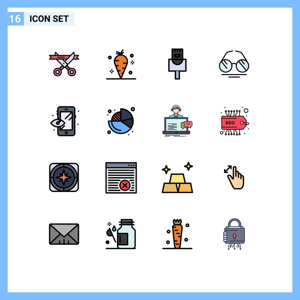16 universal plano cor preenchidas linha sinais símbolos do o negócio processo cabo criativo Visão editável criativo vetor Projeto elementos