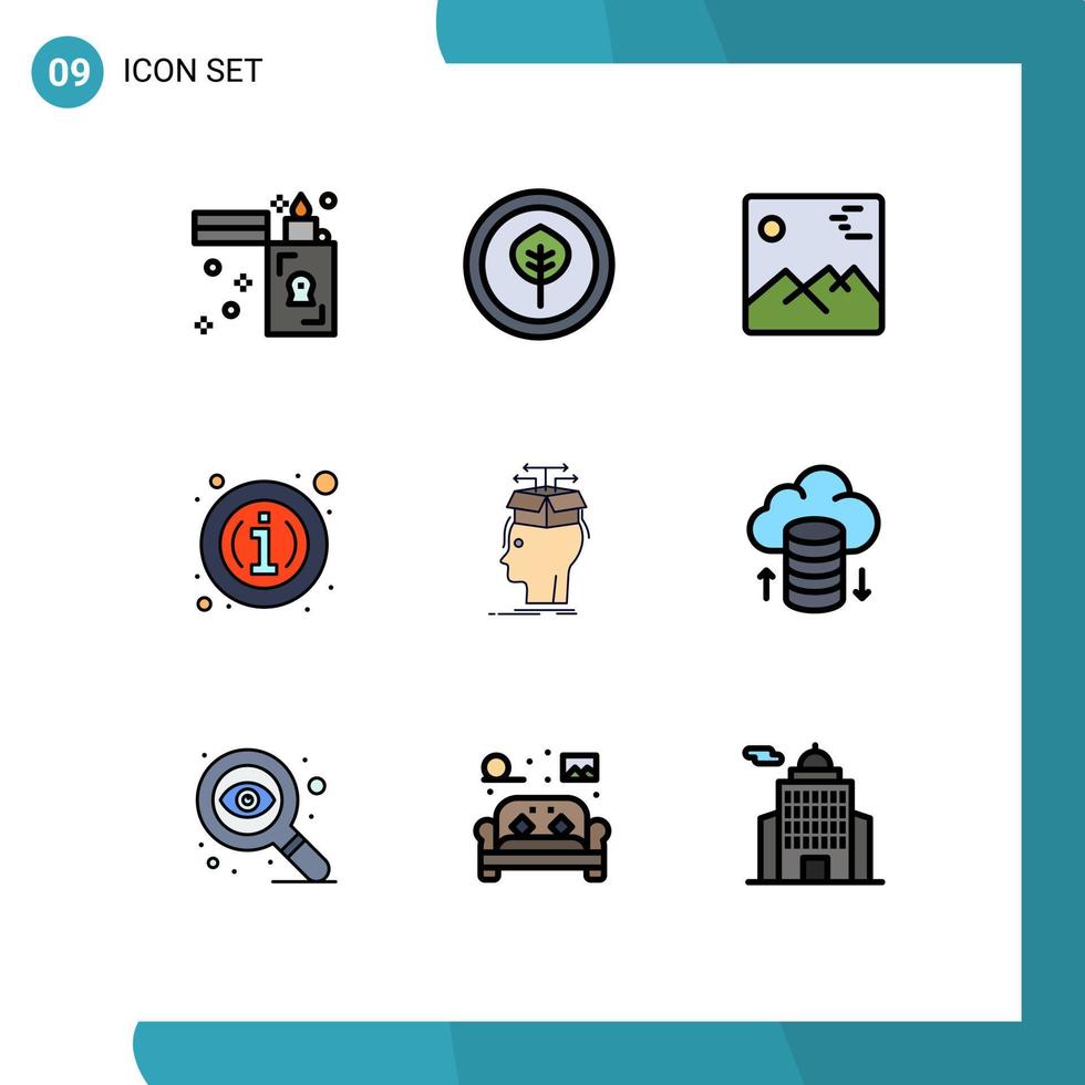 conjunto do 9 moderno ui ícones símbolos sinais para cabeça dados imagem em formação informação editável vetor Projeto elementos
