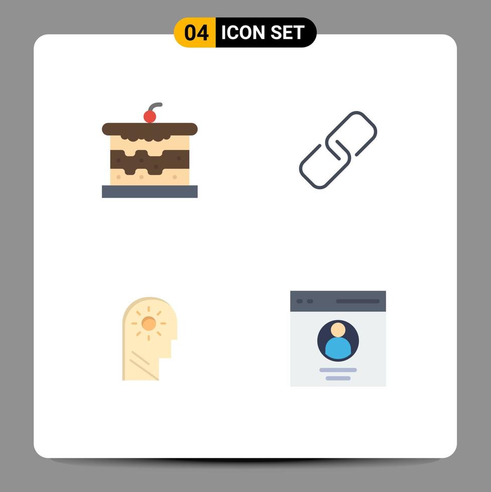 pictograma conjunto do 4 simples plano ícones do padaria ao controle Comida PIN configuração editável vetor Projeto elementos