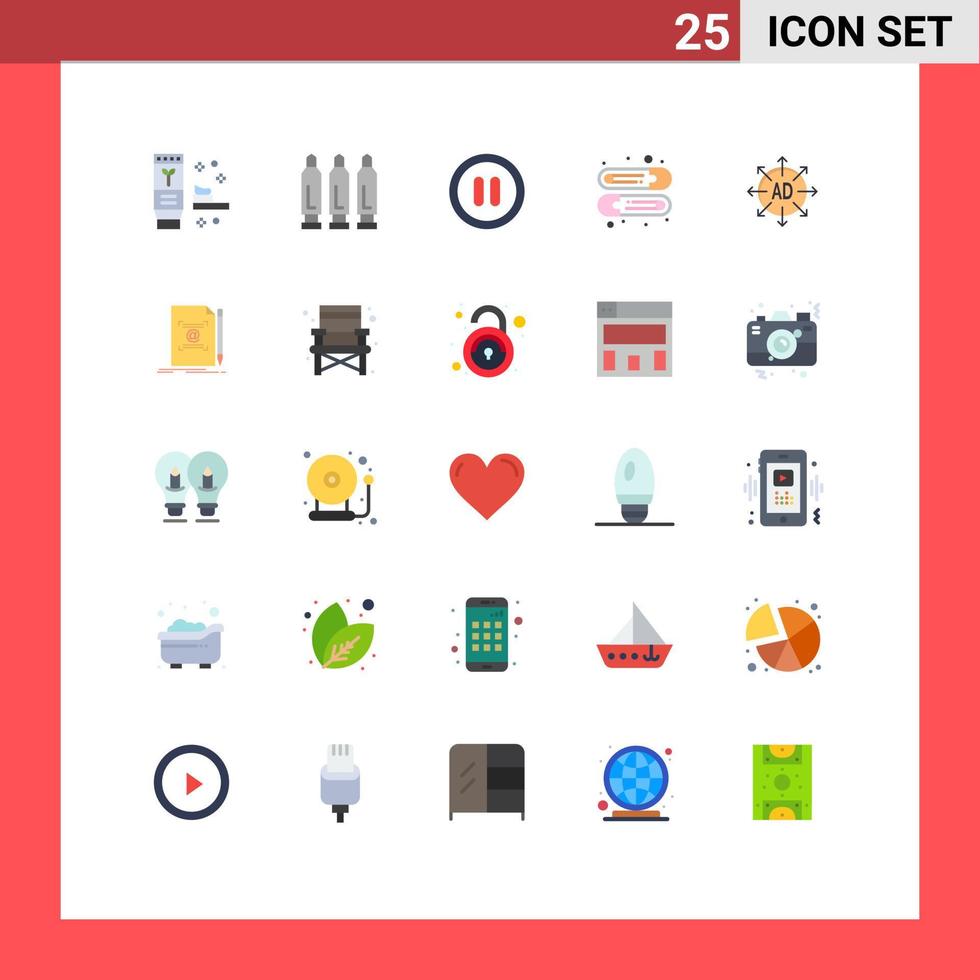 Móvel interface plano cor conjunto do 25 pictogramas do de Anúncios submissão interface publicidade crianças editável vetor Projeto elementos
