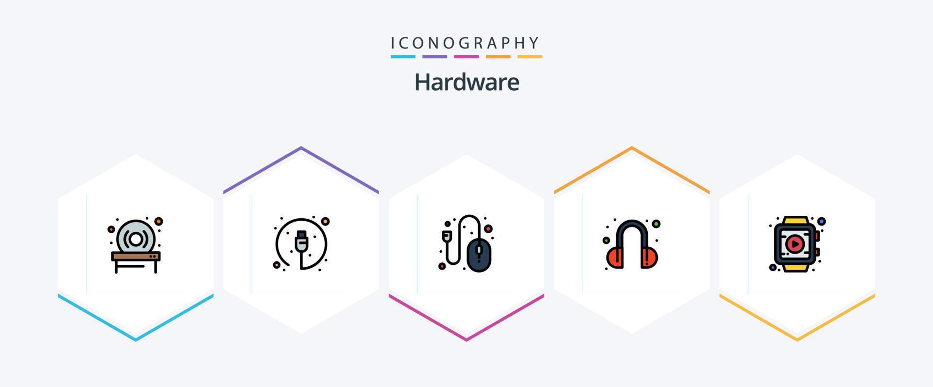 hardware 25 linha preenchida ícone pacote Incluindo . inteligente assistir. hardware. jogar. Socorro vetor