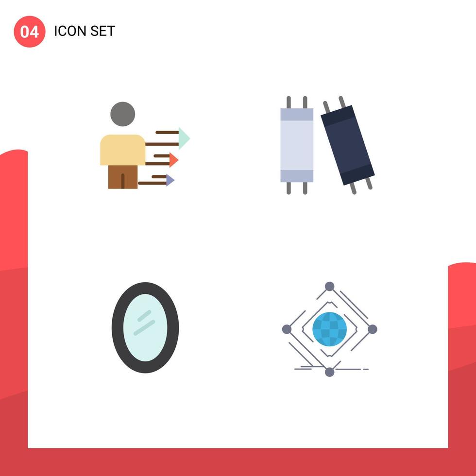 Móvel interface plano ícone conjunto do 4 pictogramas do aproximação casa moderno luz espelho editável vetor Projeto elementos