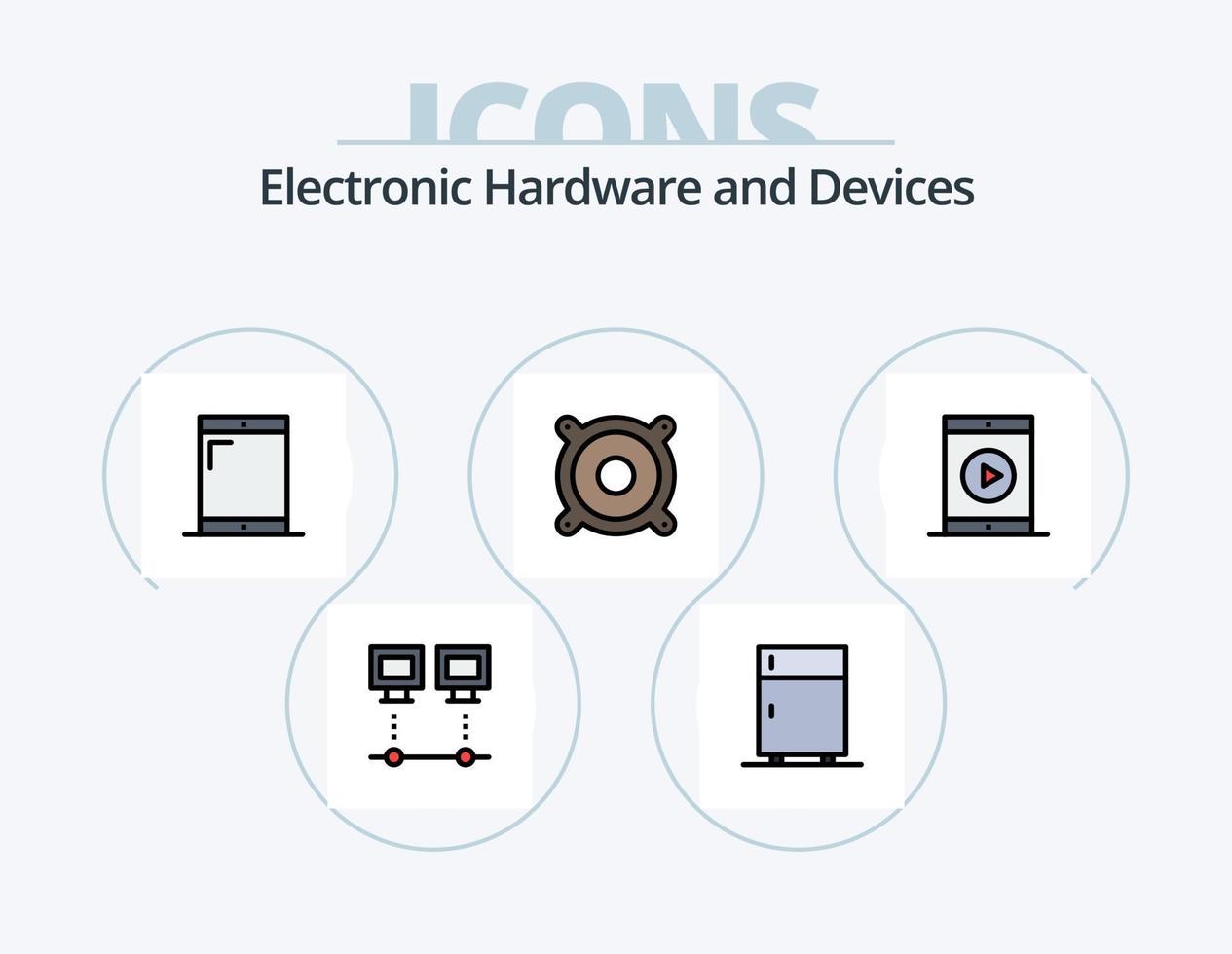 dispositivos linha preenchidas ícone pacote 5 ícone Projeto. filmadora. velocímetro. cinema. dispositivos. telefone vetor