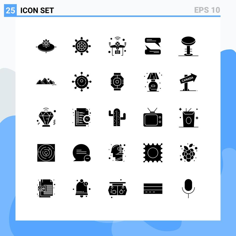 moderno conjunto do 25 sólido glifos pictograma do mobília mensagens de texto zangão Mensagens Wi-fi editável vetor Projeto elementos