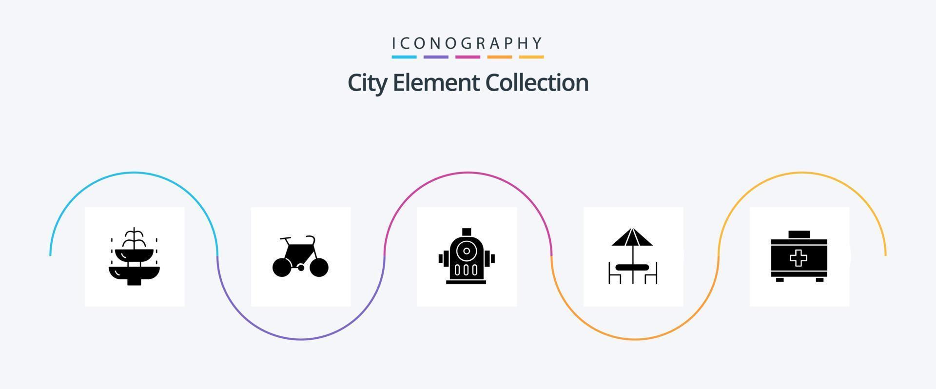 cidade elemento coleção glifo 5 ícone pacote Incluindo jantar