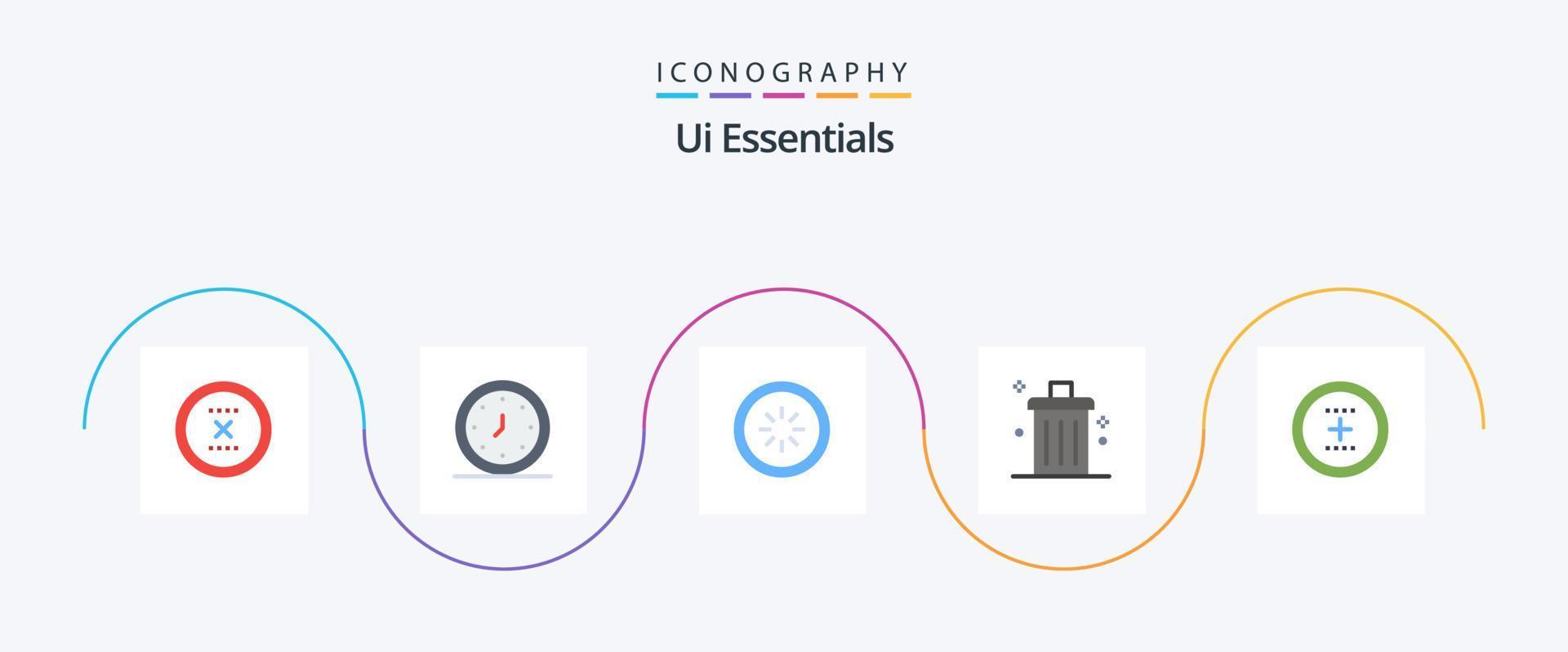 ui Essenciais plano 5 ícone pacote Incluindo excluir. bin. tempo. carregando. conexão vetor