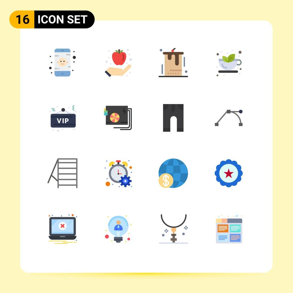 do utilizador interface pacote do 16 básico plano cores do borda quente bolo chá outono editável pacote do criativo vetor Projeto elementos