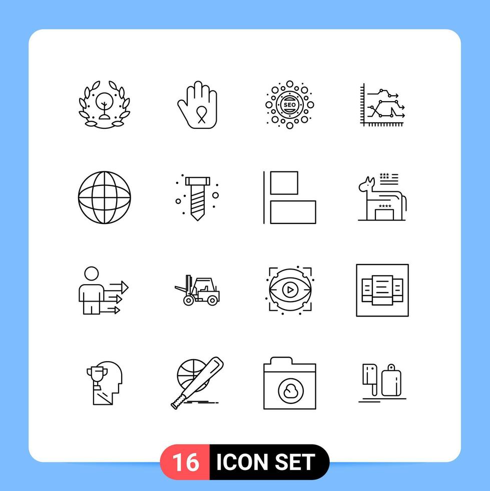 universal ícone símbolos grupo do 16 moderno esboços do tendências diagrama marketing gráfico analytics editável vetor Projeto elementos