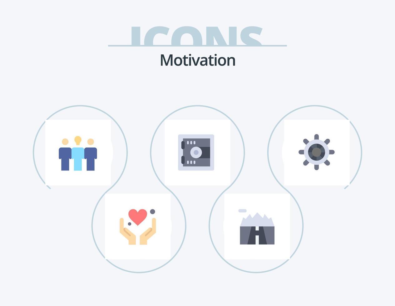 motivação plano ícone pacote 5 ícone Projeto. roda. barco. treinador. motivação. armário vetor