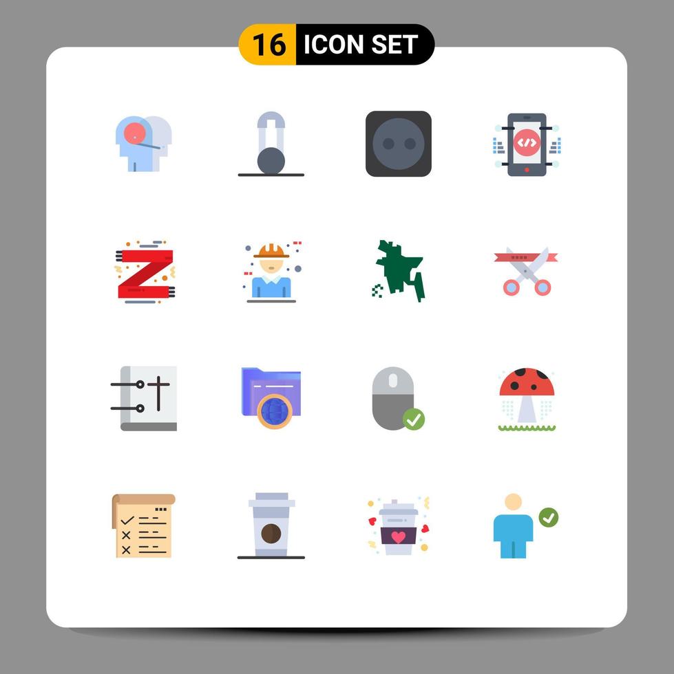 16 temático vetor plano cores e editável símbolos do roupas acessórios eletricidade rede desenvolvimento editável pacote do criativo vetor Projeto elementos