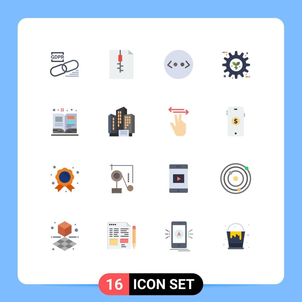grupo do 16 moderno plano cores conjunto para livro configuração colchetes preferência energia editável pacote do criativo vetor Projeto elementos