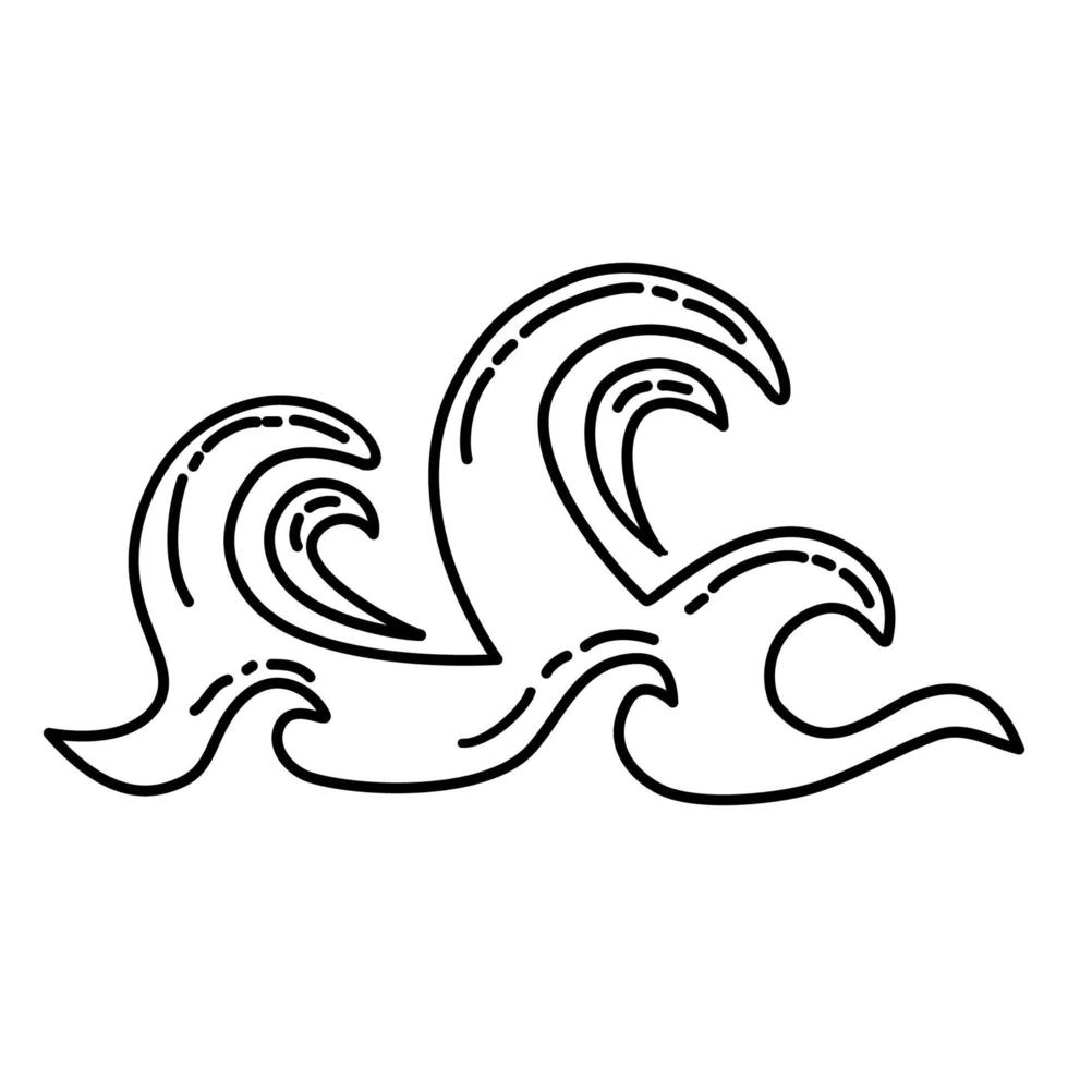 ícone de onda tropical. doodle desenhado à mão ou estilo de contorno vetor