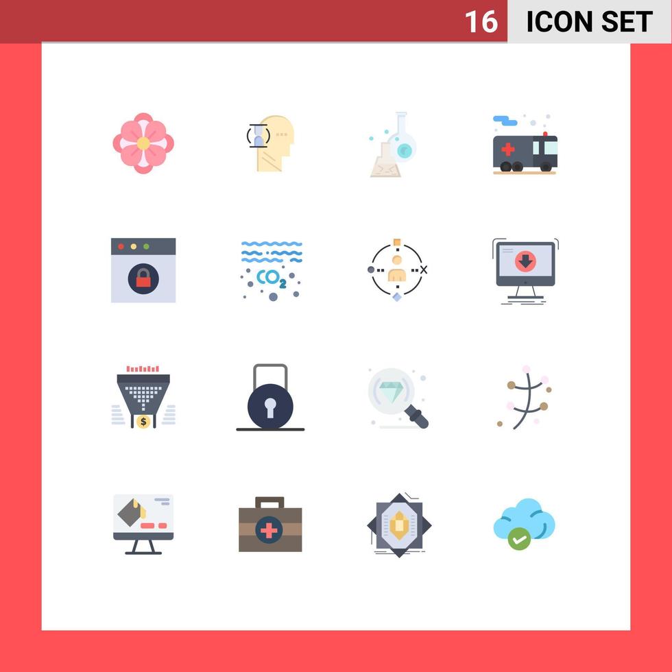conjunto do 16 moderno ui ícones símbolos sinais para aplicativo segurança taça fogo científico editável pacote do criativo vetor Projeto elementos