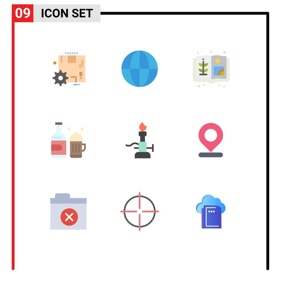 estoque vetor ícone pacote do 9 linha sinais e símbolos para Ciência laboratório livro fogo copo editável vetor Projeto elementos