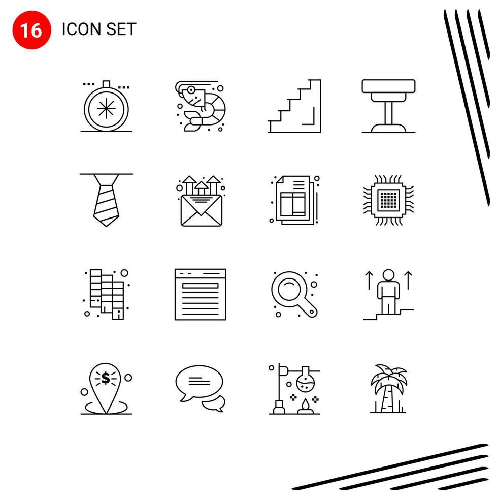 pacote do 16 moderno esboços sinais e símbolos para rede impressão meios de comunicação tal Como mesa mobília chão escrivaninha escadas editável vetor Projeto elementos