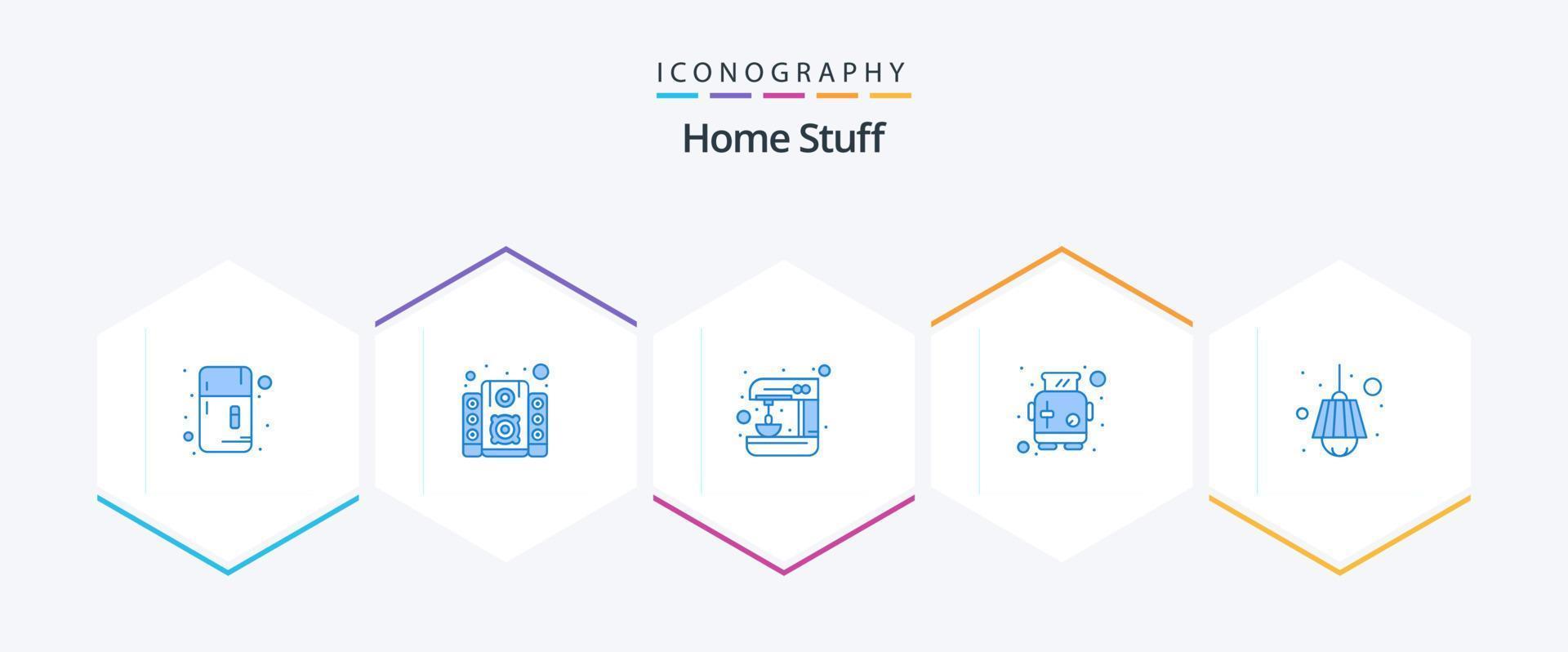 casa coisa 25 azul ícone pacote Incluindo lar. pão. cozinha. torradeira. máquina vetor