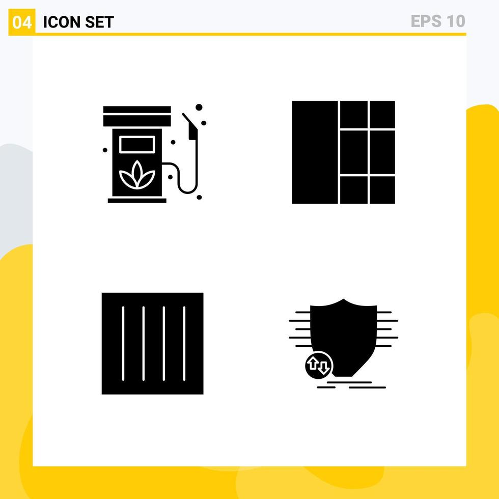 Móvel interface sólido glifo conjunto do 4 pictogramas do biodiesel gotejamento seco gás estrutura de arame lavanderia editável vetor Projeto elementos