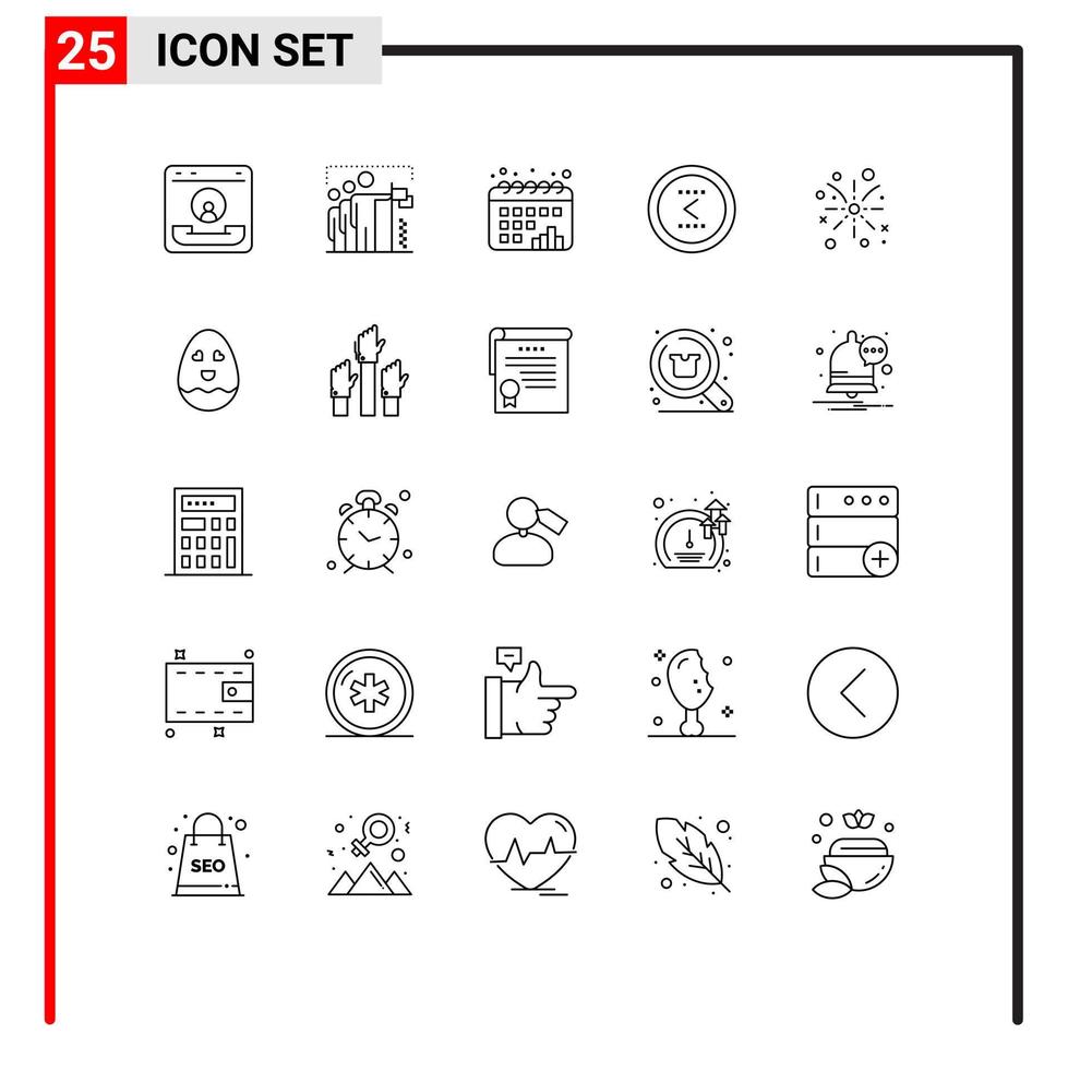 25 do utilizador interface linha pacote do moderno sinais e símbolos do esquerda círculo grupo seta pontos editável vetor Projeto elementos