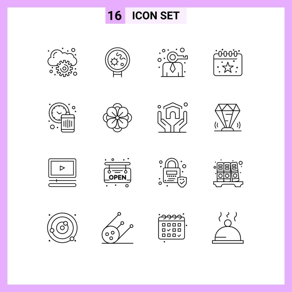 16 do utilizador interface esboço pacote do moderno sinais e símbolos do Tempo relógio chave festa calendário editável vetor Projeto elementos