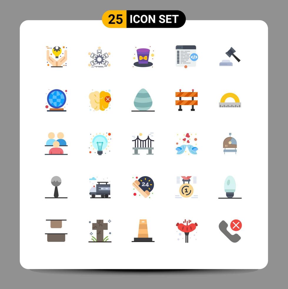 Móvel interface plano cor conjunto do 25 pictogramas do janela html o negócio código chapéu editável vetor Projeto elementos