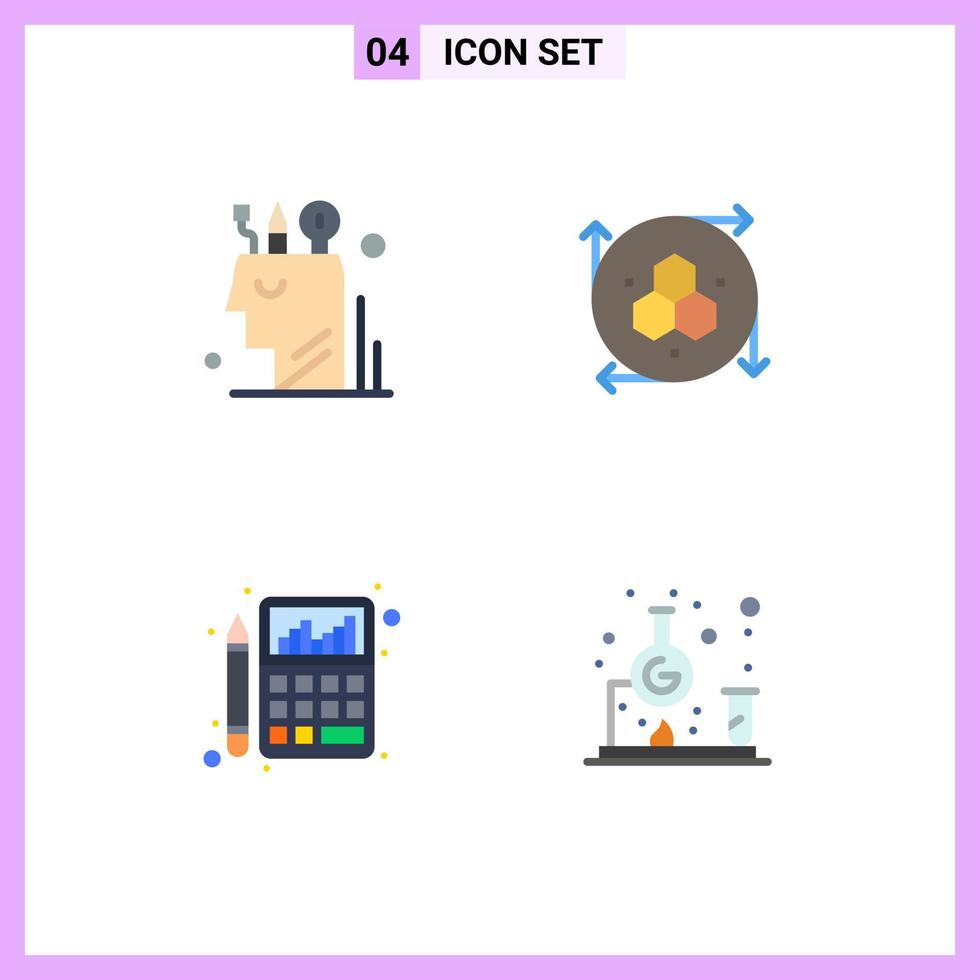 pacote do 4 moderno plano ícones sinais e símbolos para rede impressão meios de comunicação tal Como arte contabilidade do utilizador modelagem api calculadora editável vetor Projeto elementos