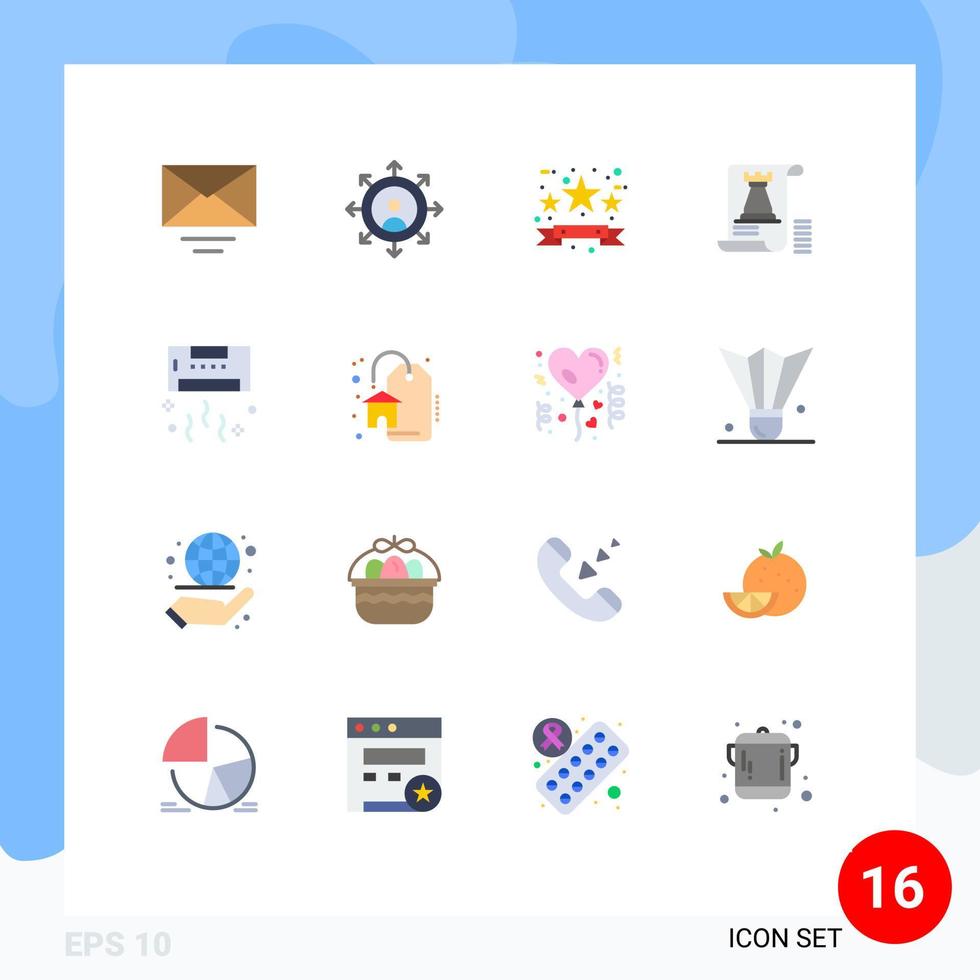 Móvel interface plano cor conjunto do 16 pictogramas do legal ar desconto forte torre editável pacote do criativo vetor Projeto elementos