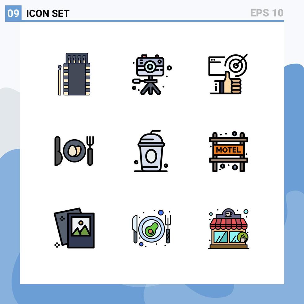 universal ícone símbolos grupo do 9 moderno linha preenchida plano cores do Cola ovo passatempo jantar tumbs editável vetor Projeto elementos