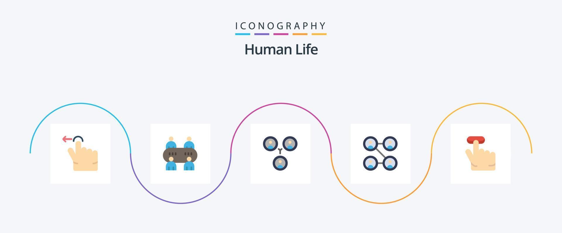 humano plano 5 ícone pacote Incluindo . social. vetor