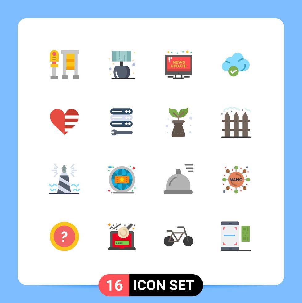 16 do utilizador interface plano cor pacote do moderno sinais e símbolos do amor tecnologia em formação armazenamento nuvem editável pacote do criativo vetor Projeto elementos