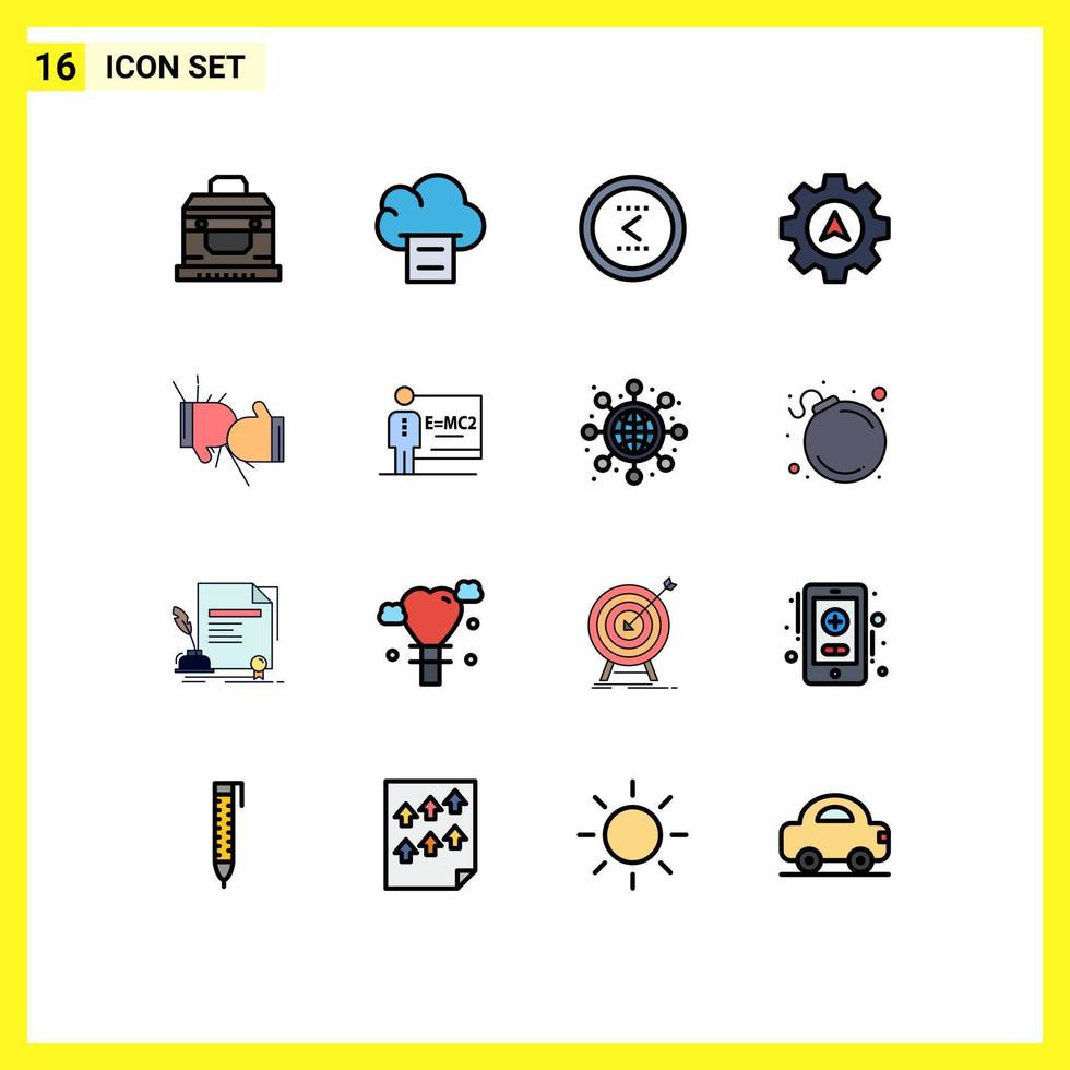 Móvel interface plano cor preenchidas linha conjunto do 16 pictogramas do concorrência caixa círculo engrenagem navegação editável criativo vetor Projeto elementos