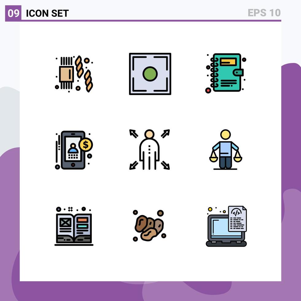 moderno conjunto do 9 linha preenchida plano cores e símbolos tal Como patente homem Contatos o negócio dinheiro editável vetor Projeto elementos