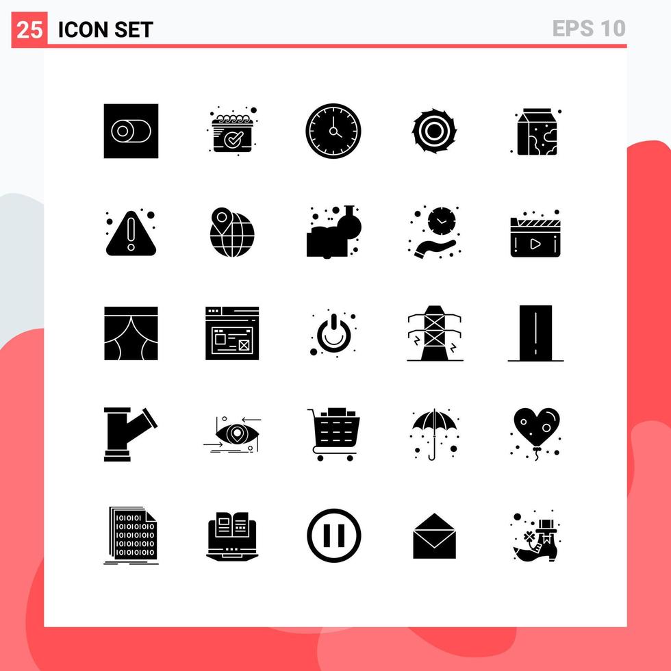 25 do utilizador interface sólido glifo pacote do moderno sinais e símbolos do supermercado beber contato café da manhã lâminas editável vetor Projeto elementos