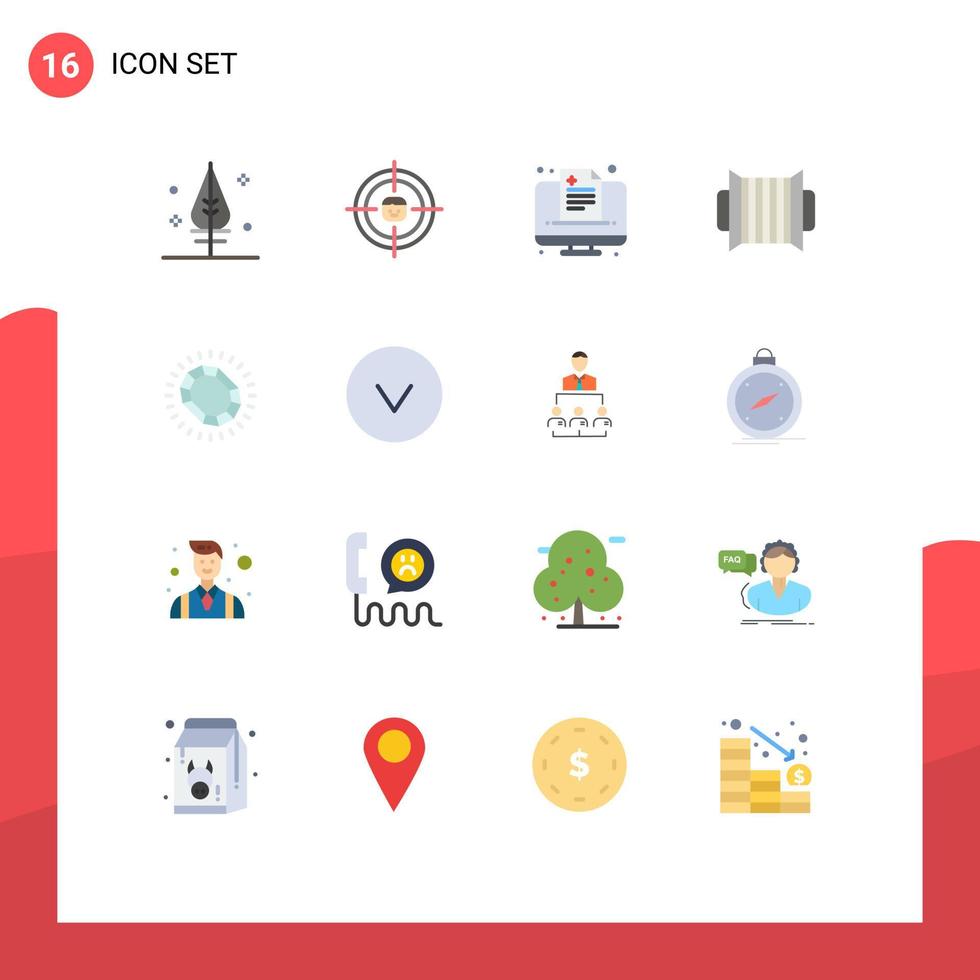 universal ícone símbolos grupo do 16 moderno plano cores do joalheria música saúde instrumento acordeão editável pacote do criativo vetor Projeto elementos