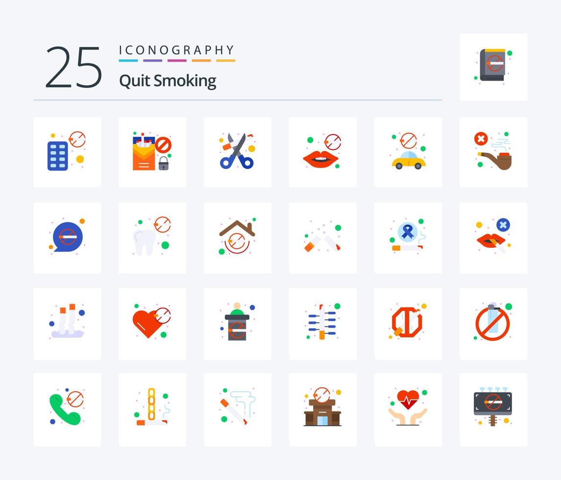 Sair fumar 25 plano cor ícone pacote Incluindo mulheres. tabaco fumar. banido. assistência médica. fumar vetor