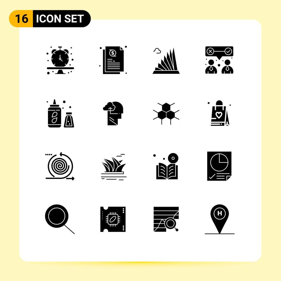 16 do utilizador interface sólido glifo pacote do moderno sinais e símbolos do água equipe trabalhos construção equipe corporativo editável vetor Projeto elementos