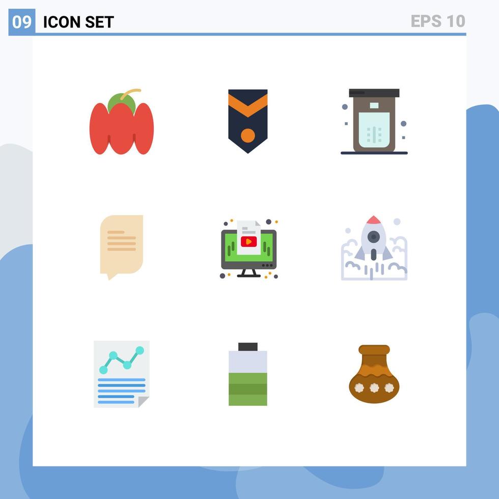moderno conjunto do 9 plano cores e símbolos tal Como computador conversação listras bate-papo chuveiro editável vetor Projeto elementos