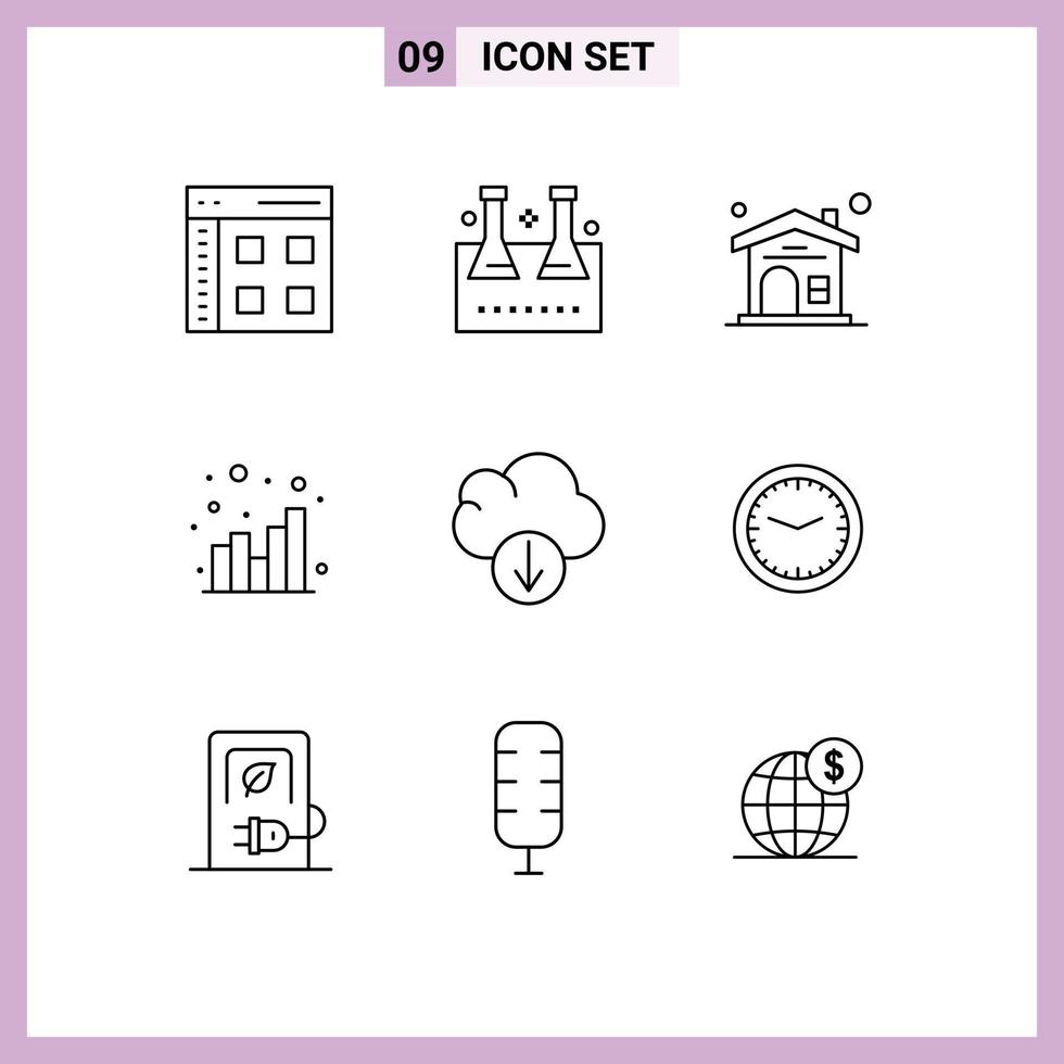 conjunto do 9 moderno ui ícones símbolos sinais para nuvem seo laboratório artigos de vidro gráfico real Estado editável vetor Projeto elementos