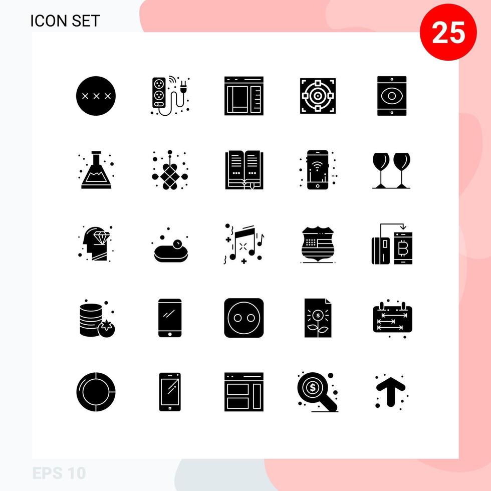 do utilizador interface pacote do 25 básico sólido glifos do objetivo realização energia alvo desenvolvimento editável vetor Projeto elementos