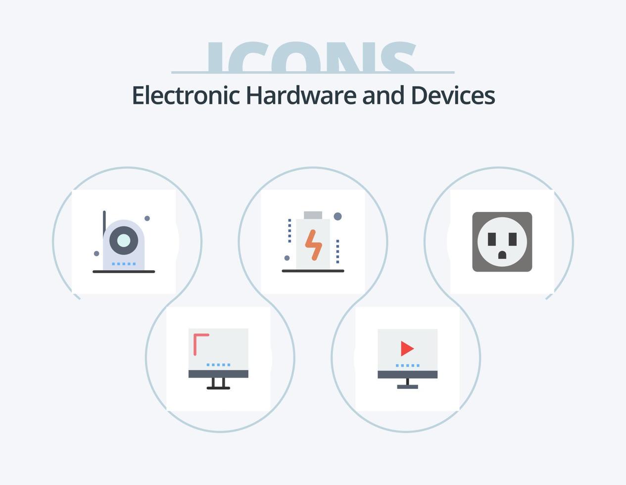 dispositivos plano ícone pacote 5 ícone Projeto. dispositivos. bateria. televisão. equipamento. elétrico vetor