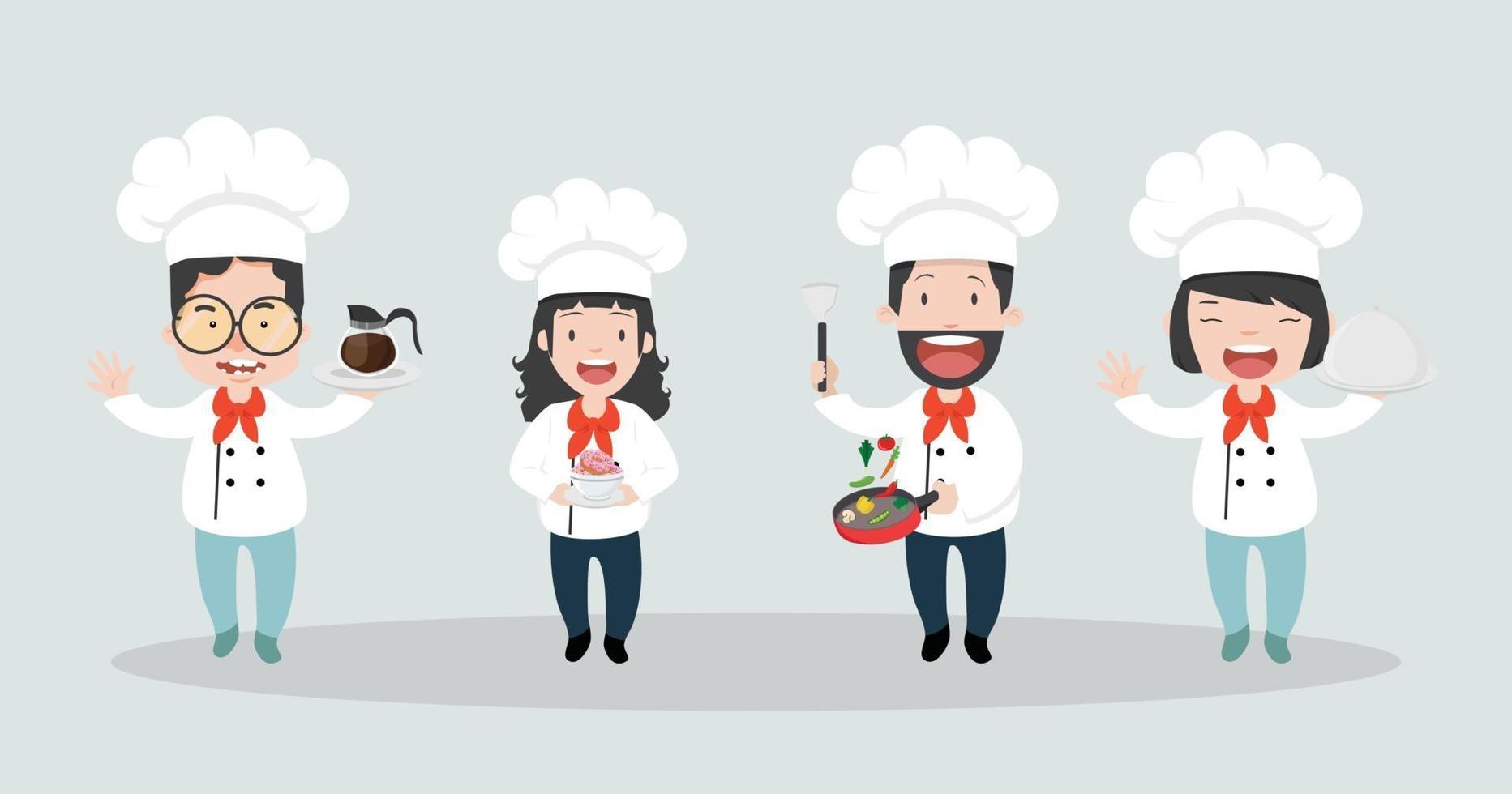 chef cozinhando personagens de desenhos animados vetor