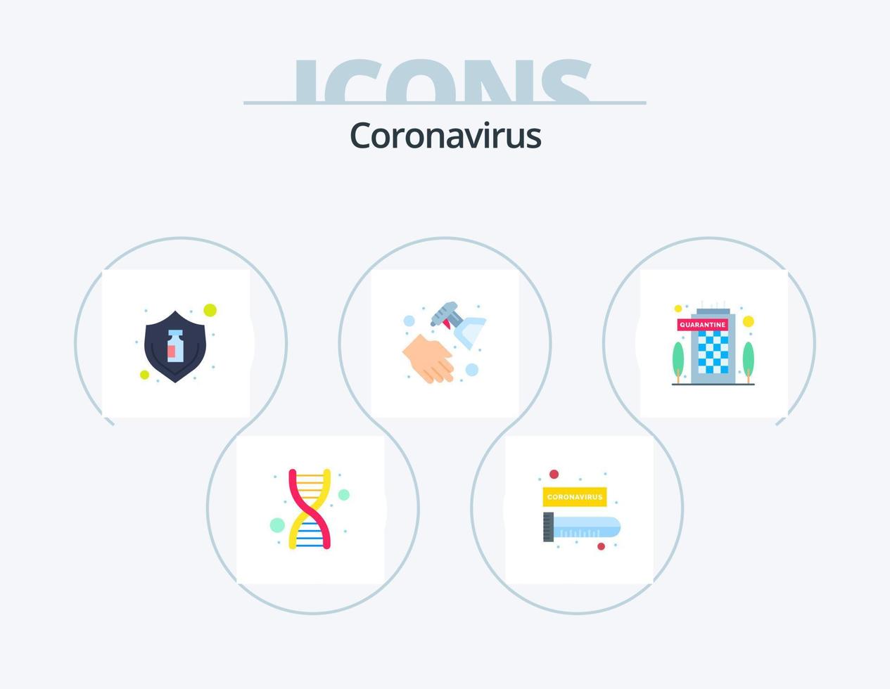 coronavírus plano ícone pacote 5 ícone Projeto. desinfetante spray. mão. vírus. corona. vírus vetor